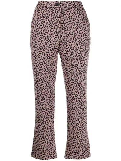 White Sand Cropped Leopard Print Trousers - 粉色 In Pink