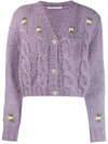 ALESSANDRA RICH CHUNKY KNIT CROPPED CARDIGAN