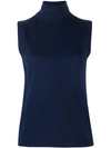 ALLUDE ALLUDE ROLL NECK TANK TOP - 蓝色