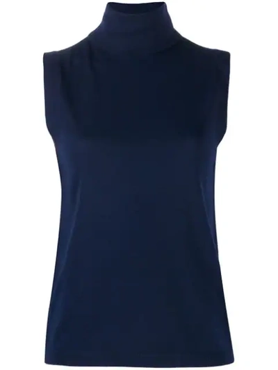 Allude Roll Neck Tank Top - 蓝色 In 17 Blue