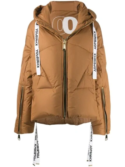 Khrisjoy Hooded Puffer Jacket In Light Brown