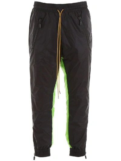 Rhude Bicolor Joggers In Black,green