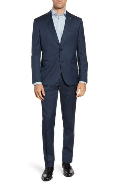 Ted Baker Roger Trim Fit Stretch Solid Wool Suit In Blue