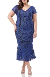 Js Collections Soutache Trumpet Dress In Royal Navy