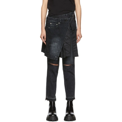 Sacai Black Skirt Jeans In 001 Black