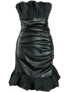PINKO FAUX-LEATHER STRAPLESS DRESS