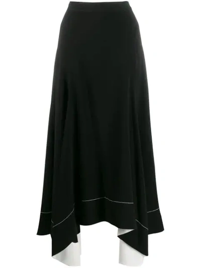 3.1 Phillip Lim / フィリップ リム Asymmetric-hem Crepe Midi Skirt In Black