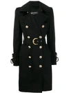 BALMAIN BALMAIN DOUBLE-BREASTED TRENCH COAT - 黑色