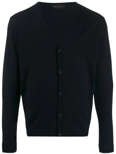 Roberto Collina V-neck Knitted Cardigan In Blue