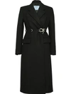 PRADA PRADA CLIP DETAILED PEACOAT - BLACK