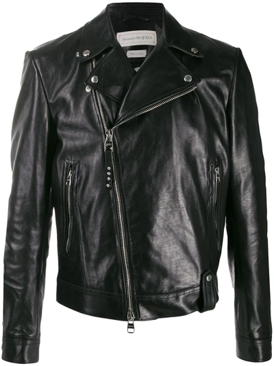 Alexander Mcqueen Off-centre Zipped Jacket In Black