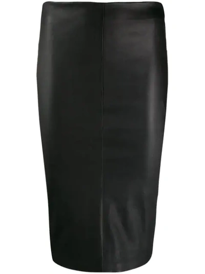 Arma Leather Look Pencil Skirt In Black