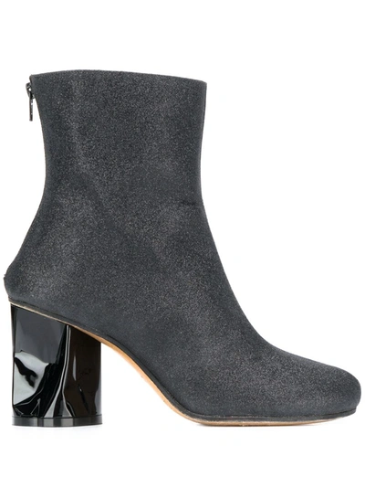 Maison Margiela Ankle Boot With Crushed-effect Block Heel In Gray