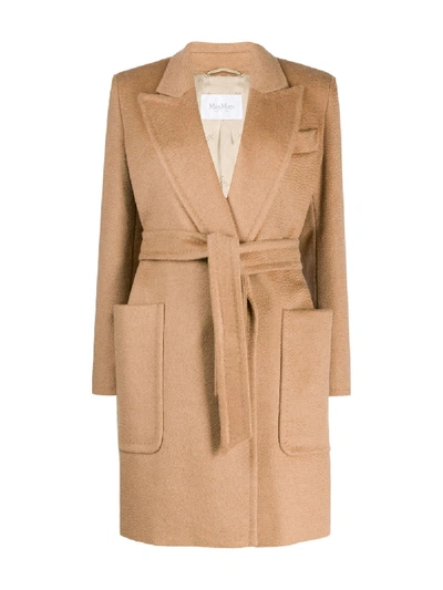 Max Mara Belted Mid-length Coat In Brown