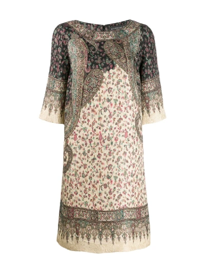 Etro Printed Silk-blend Cloqué Midi Dress In Ivory