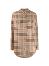 Burberry Vintage Check Cotton Oversized Shirt In Neutrals