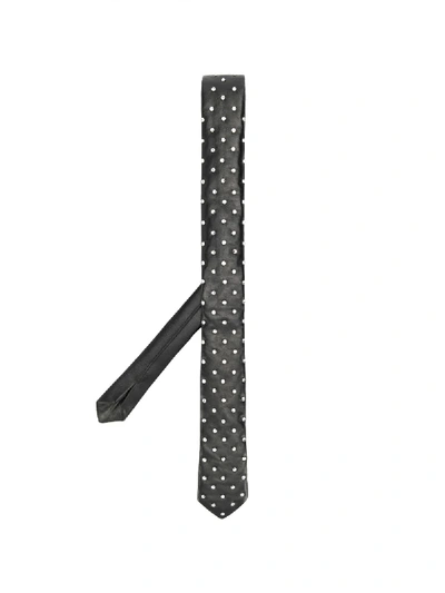 Saint Laurent Crystal Embellished Neck Tie In 1077 Black