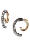 Demarson Luna Convertible Pave Earrings In Gunm/12k Gold Plt W/swar Cryst