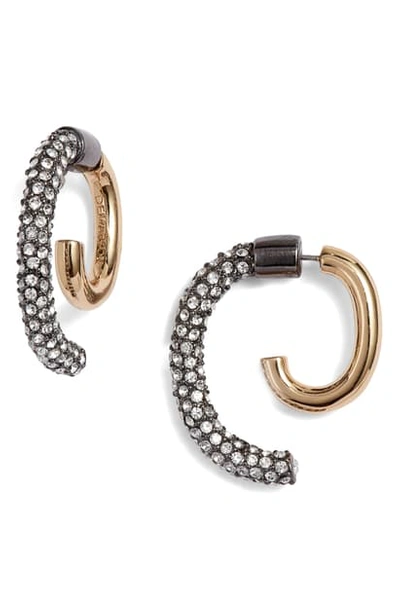 Demarson Luna Convertible Pave Earrings In Gunm/12k Gold Plt W/swar Cryst