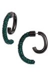 Demarson Luna Convertible Pave Earrings In Gunmetal/emerald Swar Crystals