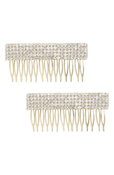 Ettika 2-pack Large Crystal Hair Comb In Gold
