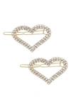 ETTIKA SET OF 2 CRYSTAL HEART BARRETTES,HR118.CLR.IG