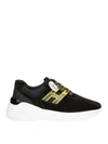 Hogan Sneakers In Perforated Rubber And Neoprene Suede With Neon Details In Black