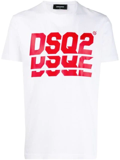 Dsquared2 White T-shirt With Red Dsq2 Print