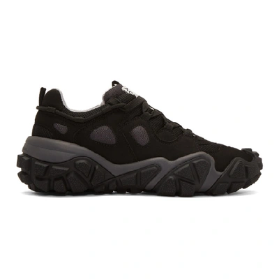 Acne Studios Boltzer Distressed Rubber-trimmed Suede And Mesh Trainers In Anthracite/black