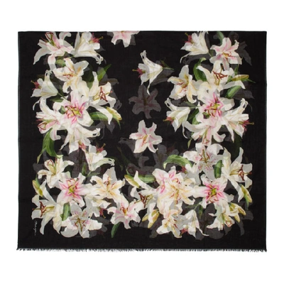 Dolce & Gabbana Dolce And Gabbana Black Lilium Scarf