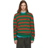 LOEWE LOEWE GREEN AND ORANGE STRIPE ANAGRAM SWEATER