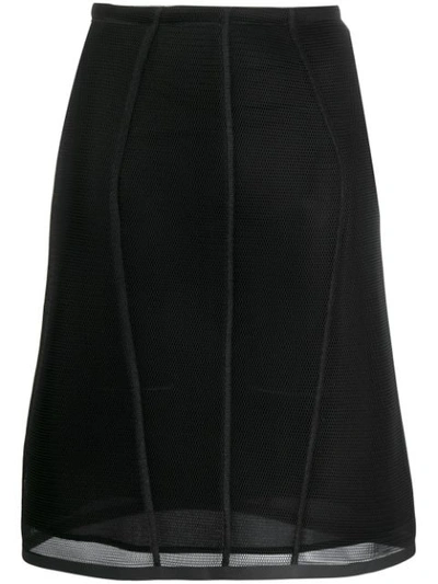 Fendi Micro-mesh Lined Pencil Skirt In Black