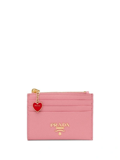 Prada Saffiano Leather Card Holder In Pink