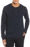 Vince Long Sleeve Slub Henley In Coastal