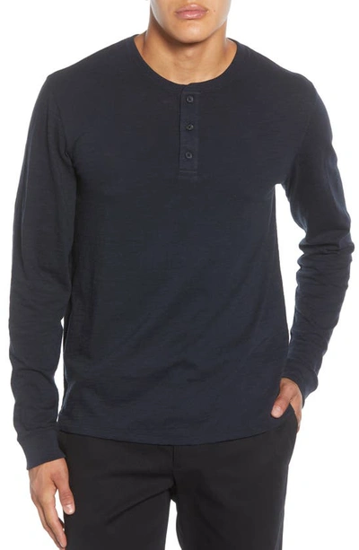 Vince Long Sleeve Slub Henley In Coastal