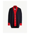 SANDRO CONTRAST-TRIM KNITTED CARDIGAN