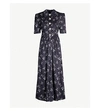 ALESSANDRA RICH BOW-PRINT FLARED-SKIRT SILK-JACQUARD MAXI DRESS