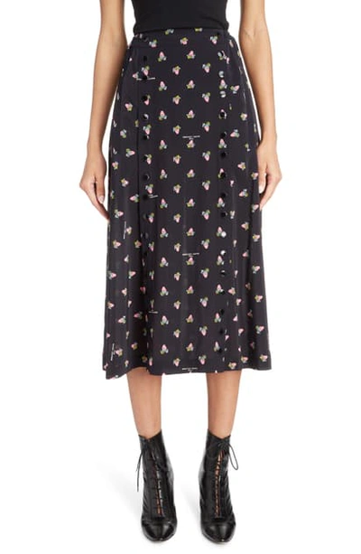 Marc Jacobs The Button Up Midi Skirt In Black Multi
