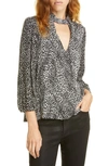 ALICE AND OLIVIA WILLA CUTOUT BLOUSON SLEEVE TOP,CC908Q15004