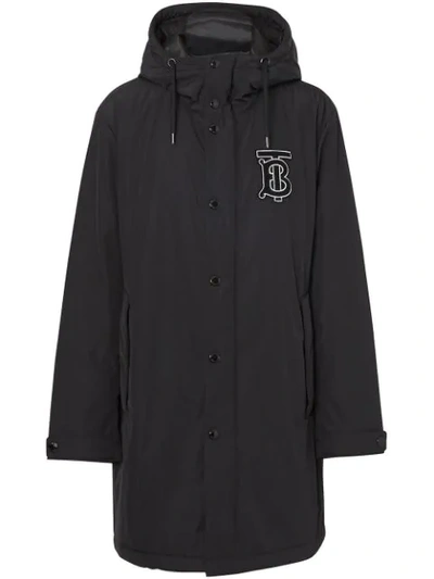 Burberry 经典图案尼龙斜纹布连帽外套 - 黑色 In Black