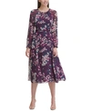TOMMY HILFIGER CORSAGE PRINT CHIFFON MIDI DRESS