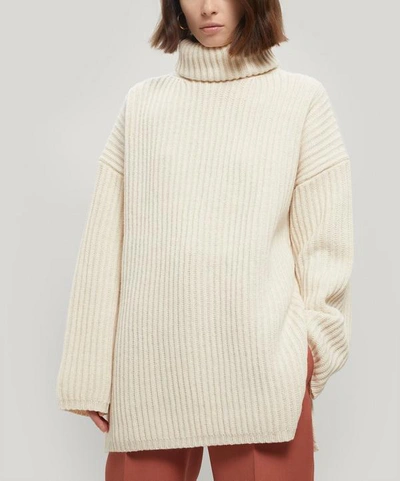 Acne Studios Oversized Roll-neck Wool Sweater In White