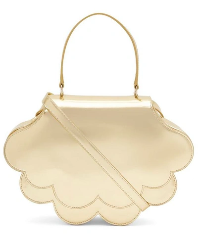 Simone Rocha Flower Bean Patent-leather Clutch Bag In Gold