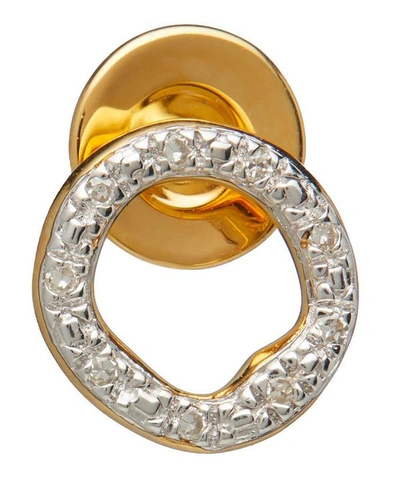 Monica Vinader Gold Vermeil Riva Diamond Circle Single Stud Earring