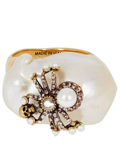 Alexander Mcqueen Gold-tone Spider Pearl Ring
