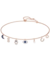 Swarovski Rose Gold-tone Crystal Protective Charm Bolo Necklace In Light Multi