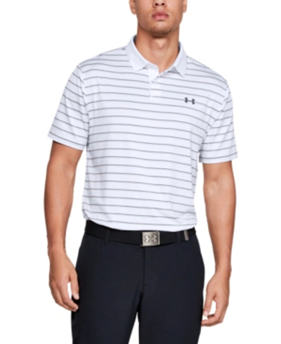 Under Armour Playoff 2.0 Striped Heatgear Golf Polo Shirt In White