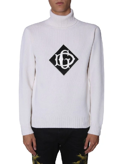 Dolce & Gabbana Virgin Wool Turtleneck Sweater In White