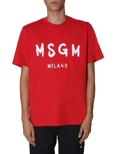 Msgm Round Neck T-shirt In Red