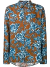 Ami Alexandre Mattiussi Floral Long Sleeve Button Down Shirt In Brown